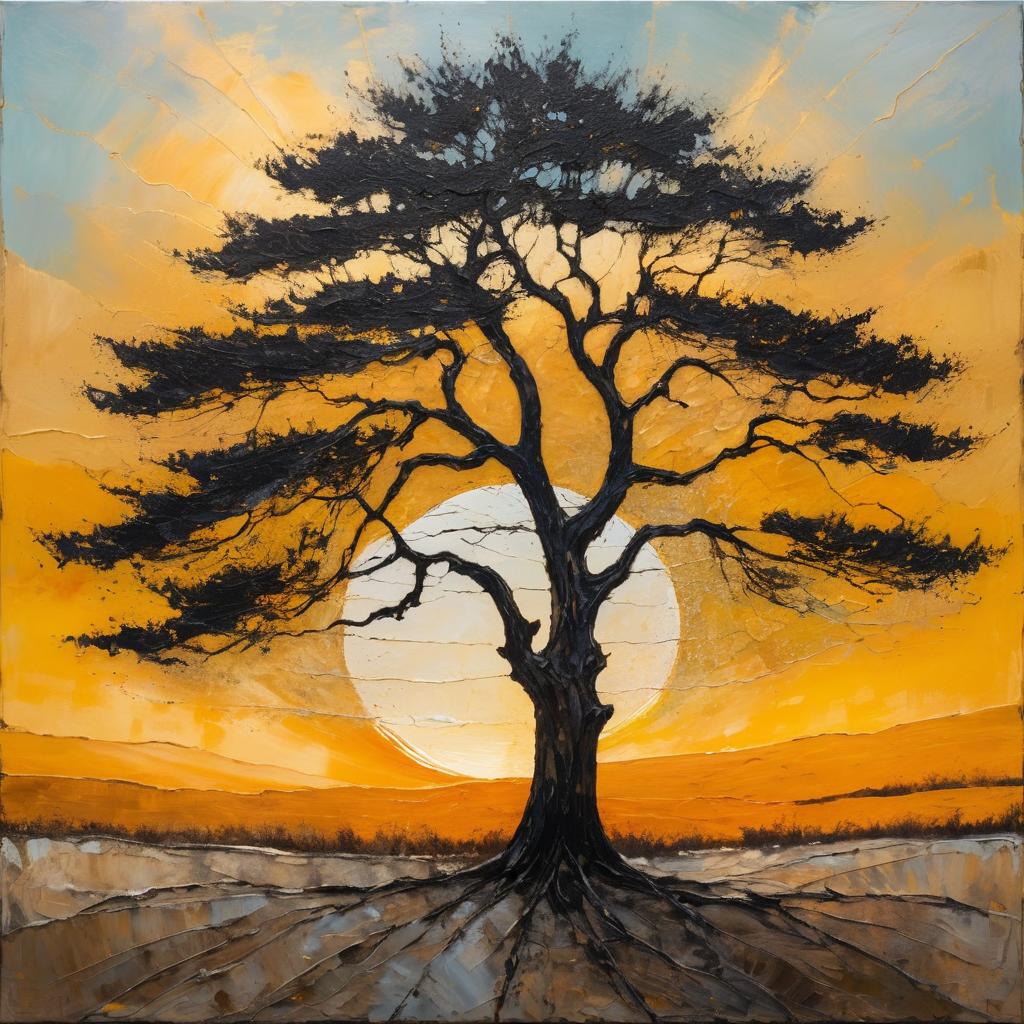 Forlorn Tree Under Golden Sunset Light