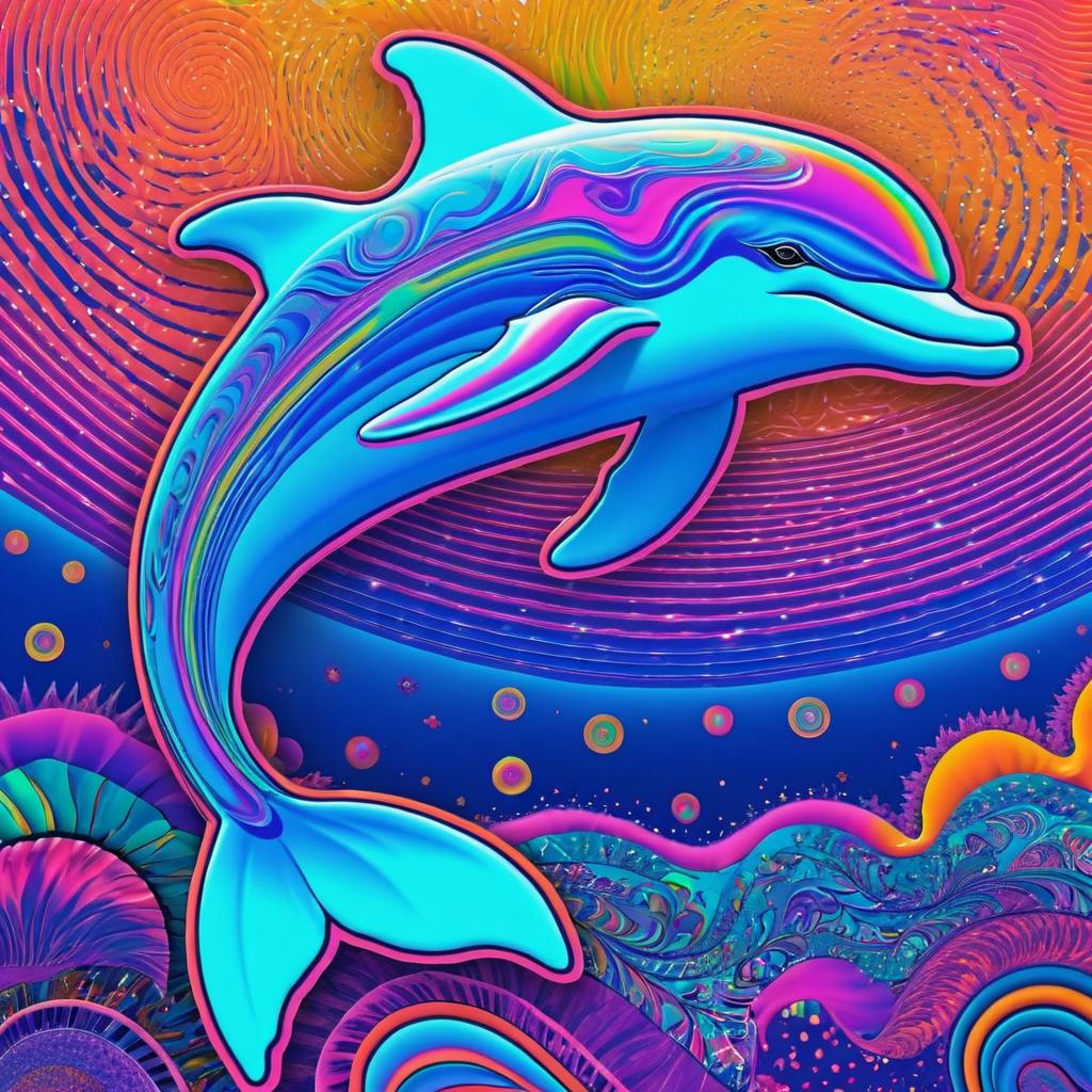 Vibrant Psychedelic Dolphin Artwork