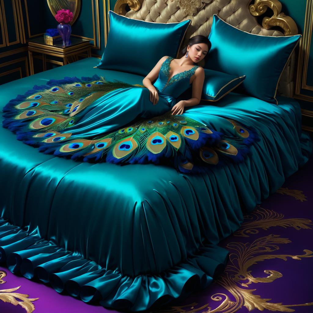 Elegant Peacock on Colorful Pillows