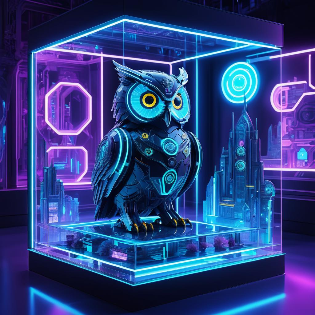 Futuristic Showcase for Robotic Owl