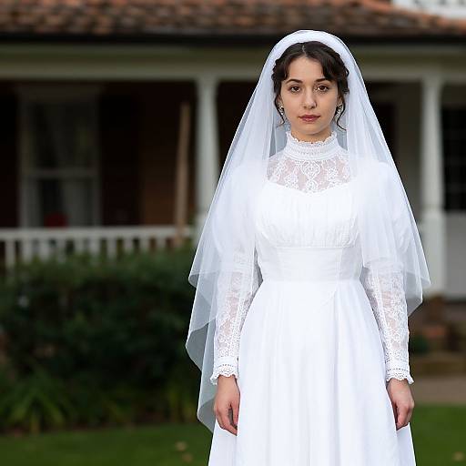 Woman in White Victorian Dress