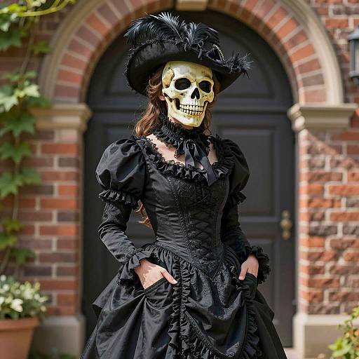 Mysterious Black Victorian Carnival Costume