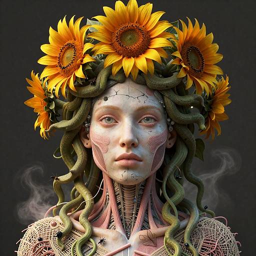 Hyper-Realistic Organic Medusa Portrait