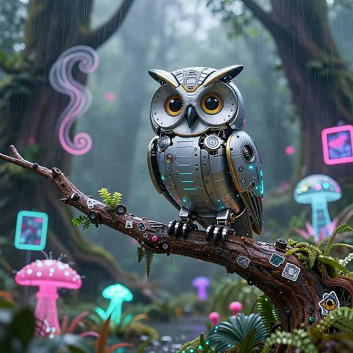 Cyber Owl in Digital Rainforest