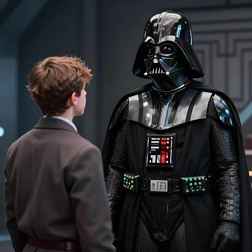 Darth Vader Confronts Young Hero Indoors