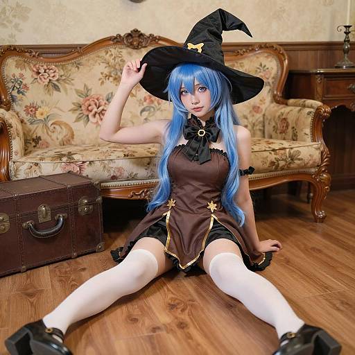 Blue-Haired Anime Witch Cosplayer