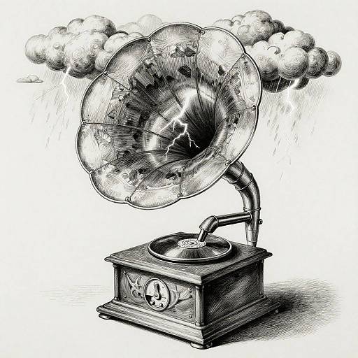 Trompe-l'oeil Gramophone Thunderstorm Illusion