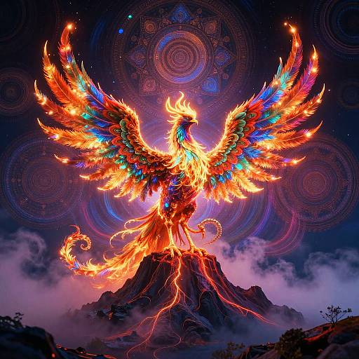 Psychedelic Enchanted Phoenix in Neon