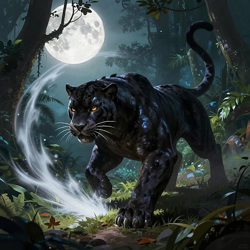Moonlit Shadow Panther Illustration