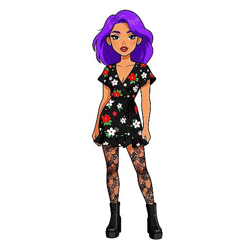 Stylish Woman in Floral Wrap Dress