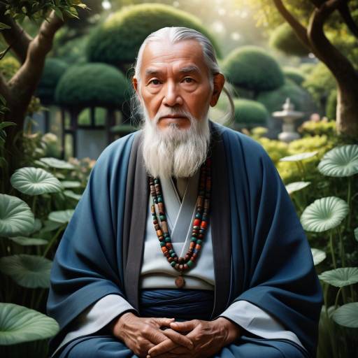 Wise Elder in Serene Garden Portrait
