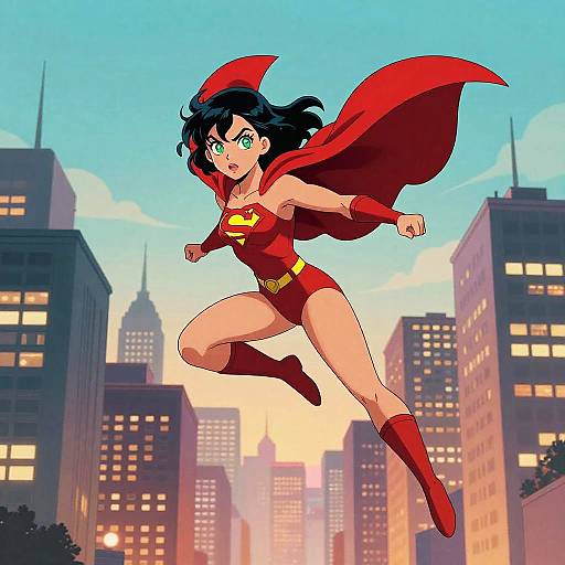 Retro Comic Superhero Girl Leap