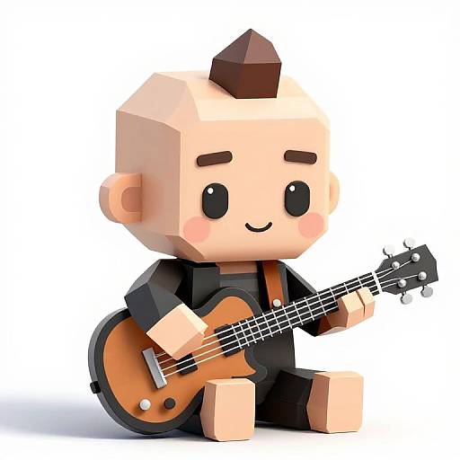 Low-Poly Baby Angus Young Cartoon