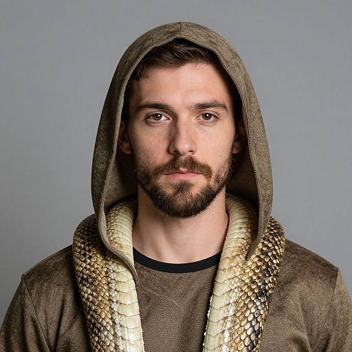 Realistic Portrait of Man in Snake Costume