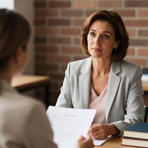 Middle-aged Woman in Interview Setting