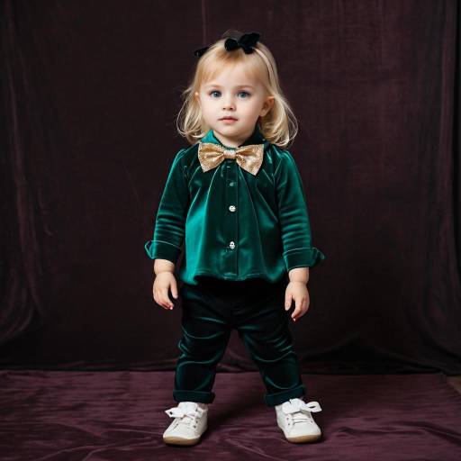 Toddler in Green Velvet Outfit