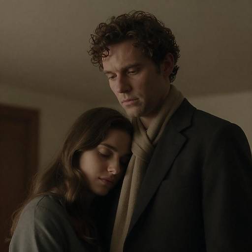 Emotional Couple Embrace Indoors