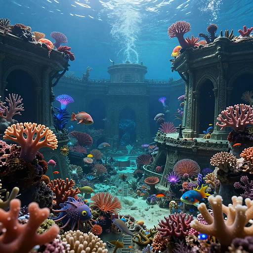 Vibrant AI Underwater Fantasy Landscapes
