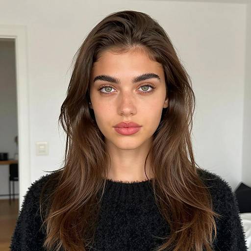 Portrait of Young Woman in Fuzzy Sweater