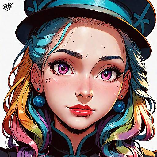 Colorful Pop Art Girl Portrait