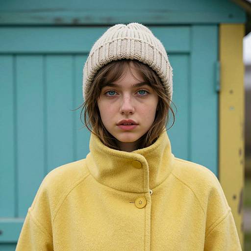 Young Woman in Yellow Coat Photograph