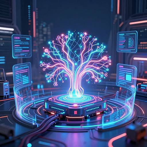 Futuristic AI Laboratory Neon Cyberpunk