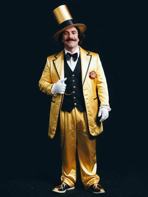 Man in Gold Showman Costume with Top Hat