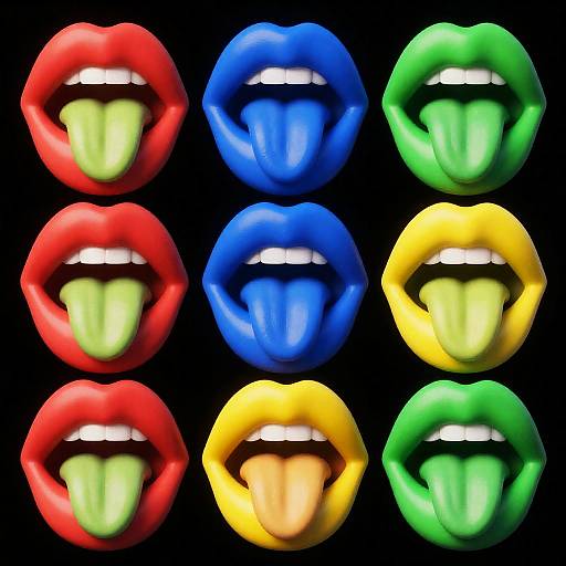 Vibrant 3D Pop-Art Lips Grid
