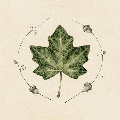 Muted Moss Green Ivy Leaf Art