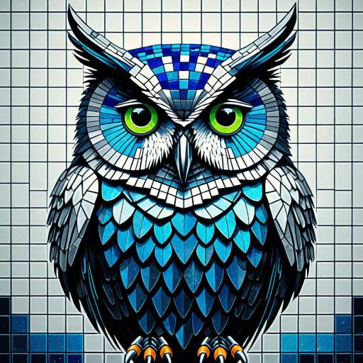 Cybernetic Mosaic Owl Artwork