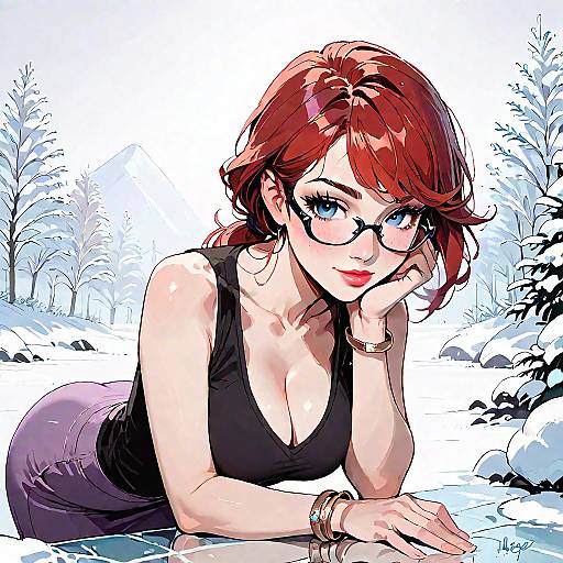Red-Haired Glasses in Snowy Winter