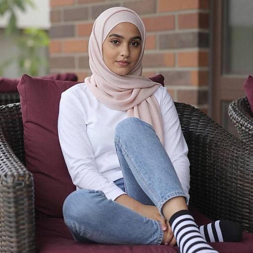 Young Woman in Pale Pink Hijab