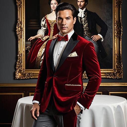 Elegant Baroque Man in Vintage Tuxedo