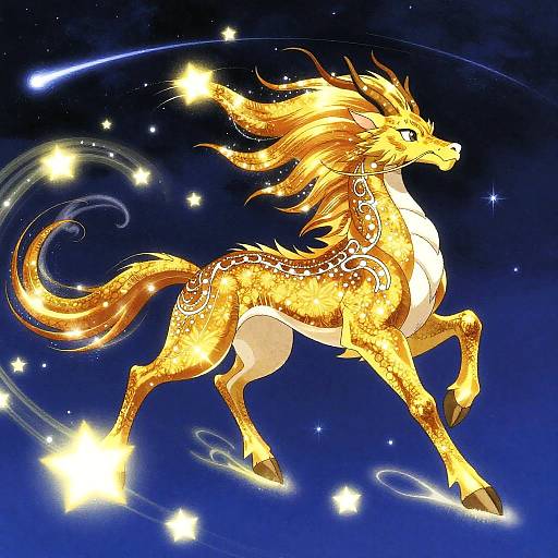 Celestial Kirin Soaring Night Sky