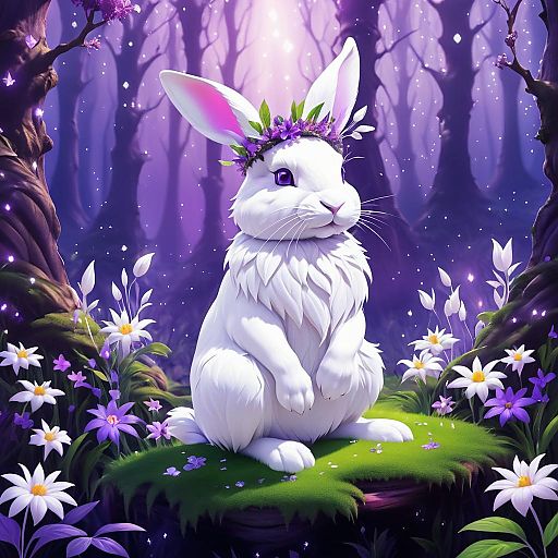 White Rabbit in a Magical Forest White Rabbit in a Magical Forest