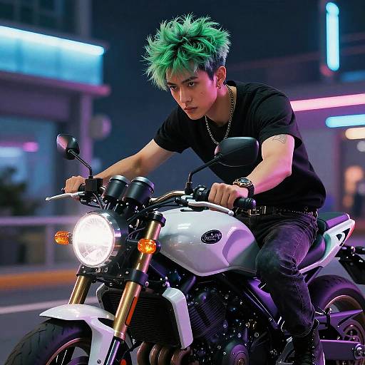 Synthwave Man on Spiky Motorcycle