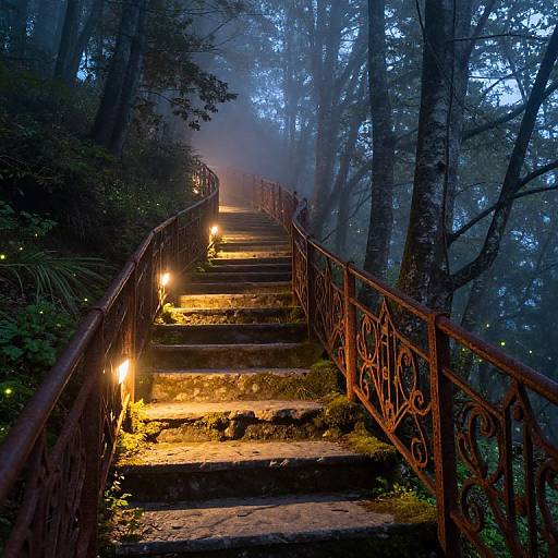 Golden-lit Misty Forest Ramp Path