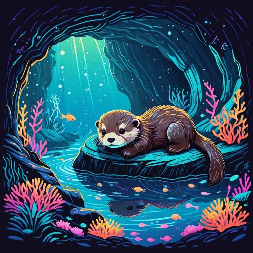 Chibi Otter Pup in Underwater Cave
