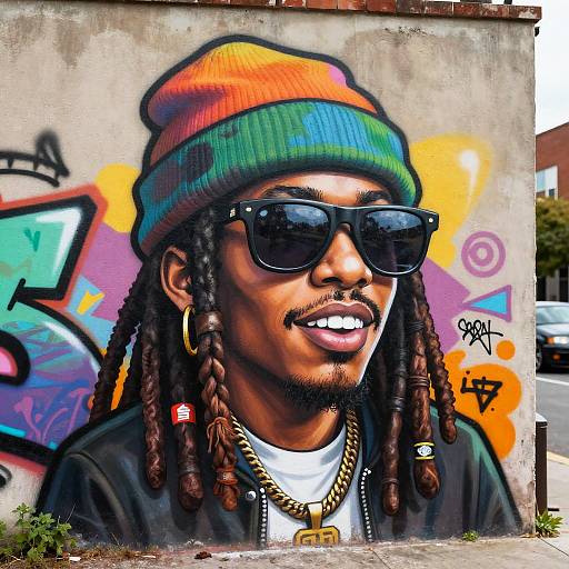 Colorful Street Art Portrait of Musician