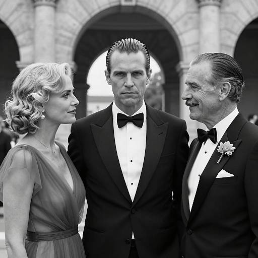 Elegant Black-and-White Trio Portrait