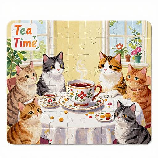 Tea Time Terrors Cat Puzzle