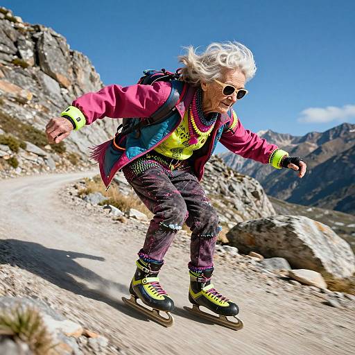 Punk Granny Extreme Mountain Skating