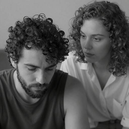 Intense Connection: Black-and-White Portrait