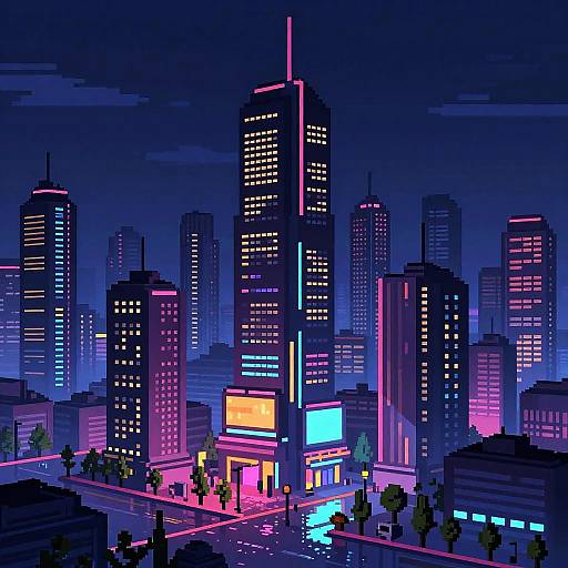 Futuristic Neon Cyberpunk Cityscape