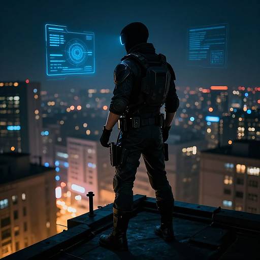 Stealth Division Agent Rooftop Night