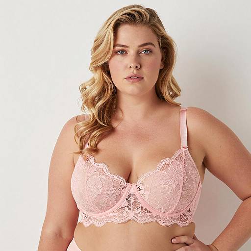 Blonde Woman in Pink Lace Bra