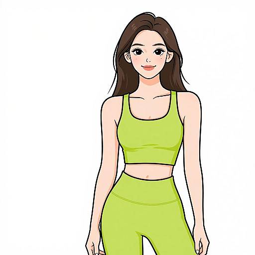 Sporty Woman in Lime Green Outfit