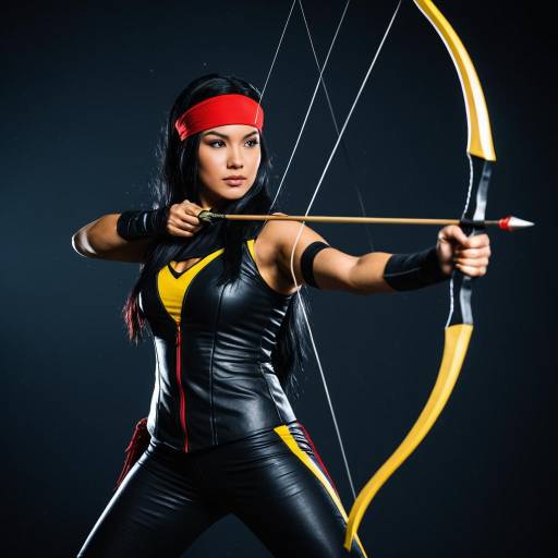 Female Archer in Black and Yellow Cosplay Outfit
