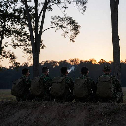Soldiers at Sunset: Camouflage and Solitude