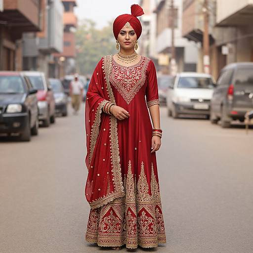 Man in Red Turban Street Costume